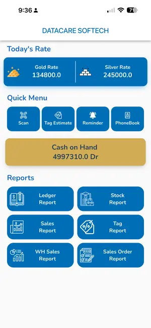 DataCare jewellery mobile app – Today’s gold & silver rate